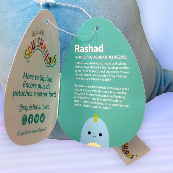 🆕️ RASHAD 7" Blue Dinosaur Squishmallows - Picture 7 of 7